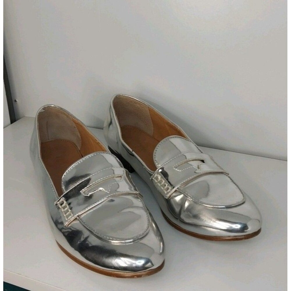 J. Crew Silver Loafers